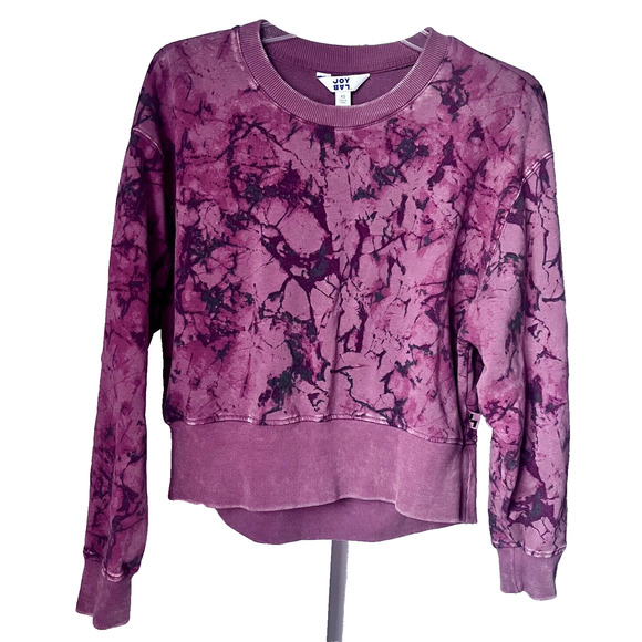 Joy Lab French Terry Sweatshirt Womens X-Small Red Pink Tie Dye Crop Boho Comfy - Picture 1 of 10